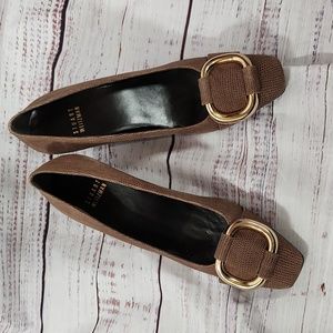 Stuart Weitzman Brown Heels with Gold Buckle